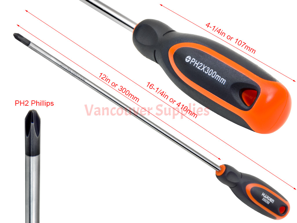 PH2x300mm Phillips Cross Point Screwdriver Magnetic Tip Rubber